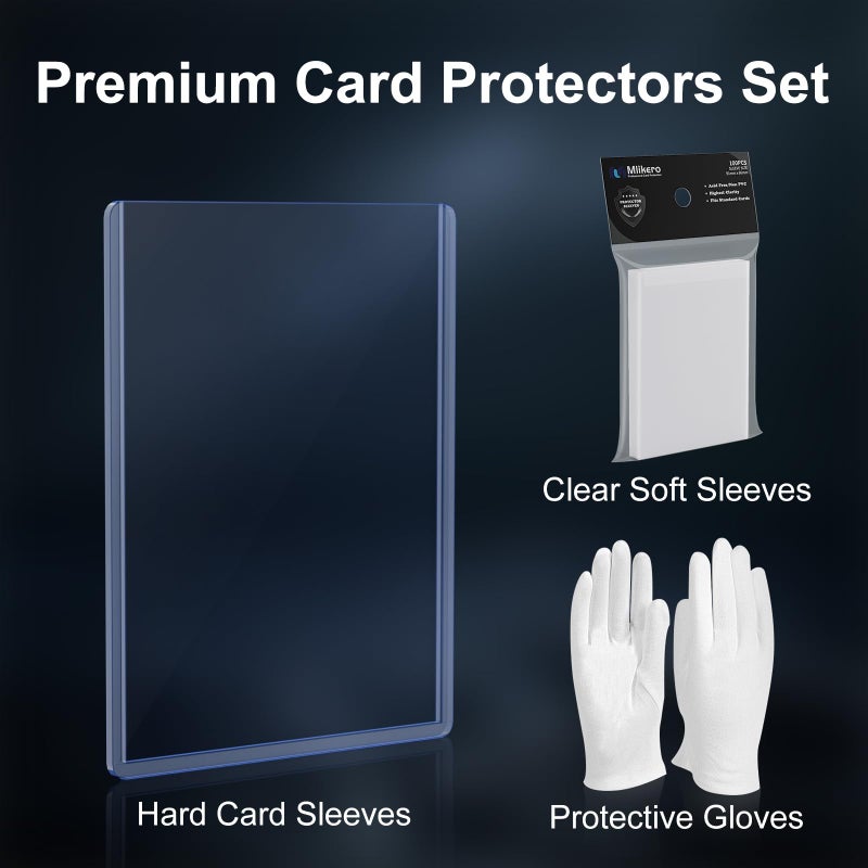 Mlikero 400 Card Sleeves Hard Plastic, 3""x4"" Baseball Card Protectors Hard Plastic for Baseball, Football and Game Cards (200 Hard Card Sleeves + 200 Clear Sleeve) - Image 4